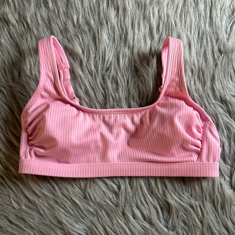Xhilaration Bikini Top Womens Size Small Pink Ribbed Swimsuit Swimwear Swim